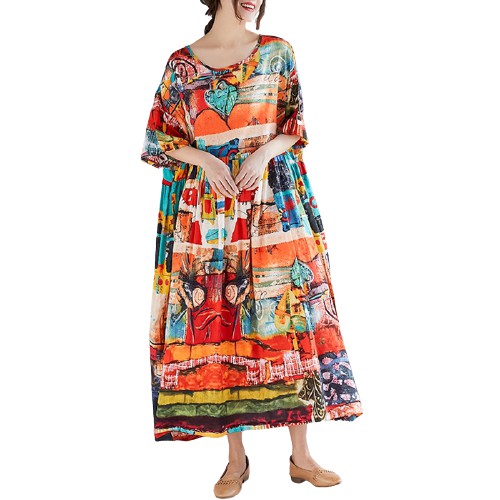 Đầm Maxi ZANZEA Ngắn Tay Dáng Rộng In Họa Tiết Sành Điệu Dành Cho Nữ | BigBuy360 - bigbuy360.vn