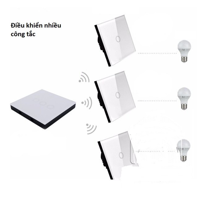 Công Tắc Phát Sóng RF 433Mhz điều khiển từ xa - Cảm Ứng Mặt Kính Vuông 3 Kênh- chọn màu đen trắng