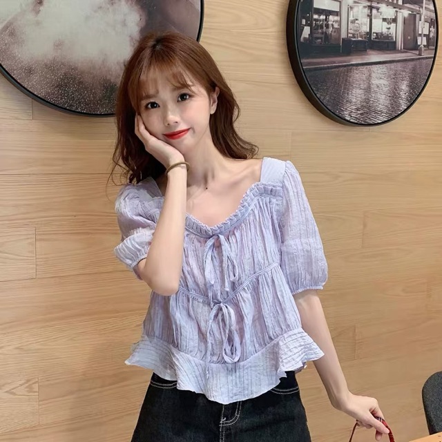 Bigsize M-4XL Áo cổ vuông viền nhấn siêu xinh