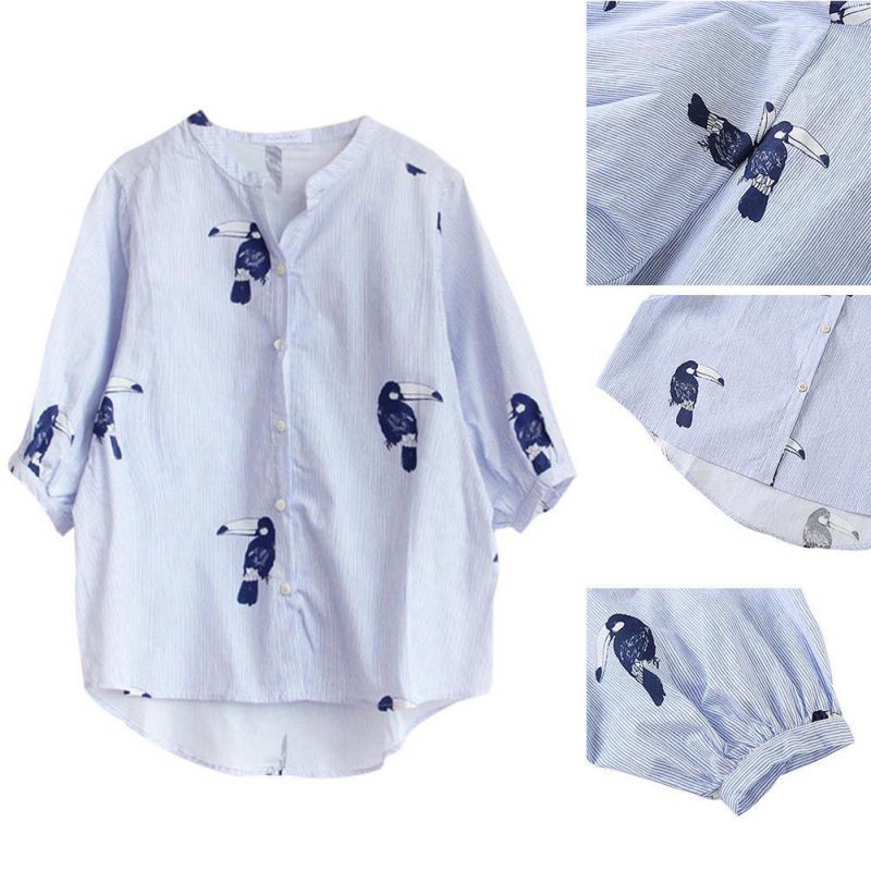 FREESHIP ĐƠN 99K_ Áo Sơ Mi Tay Lửng Hoạ Tiết Động Vật Dáng Rộng Cho Phái Nữ