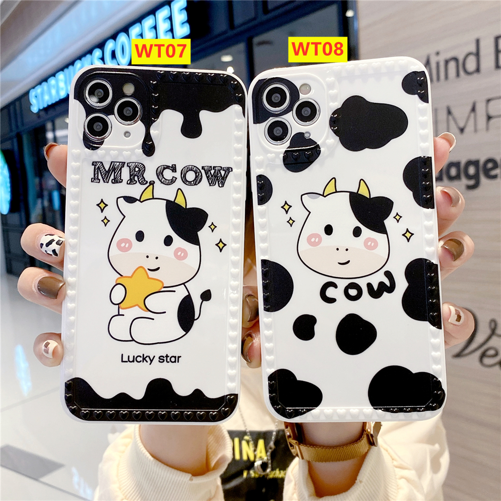 Ốp Điện Thoại Hình Bò Sữa Cho iPhone 6 6s 6plus Se2020 7 8 7plus 8plus X Xs Xsmax 11 11pro 11promax