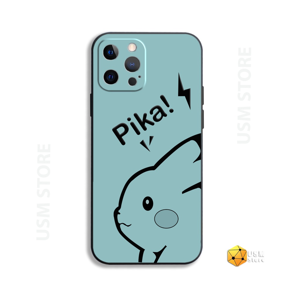 Ốp lưng iphone 11/11Pro/11Promax/12/12Mini/12Pro/12Promax/13/13 Promax/13Mini có viền bảo vệ camera sau, in hình Pikachu