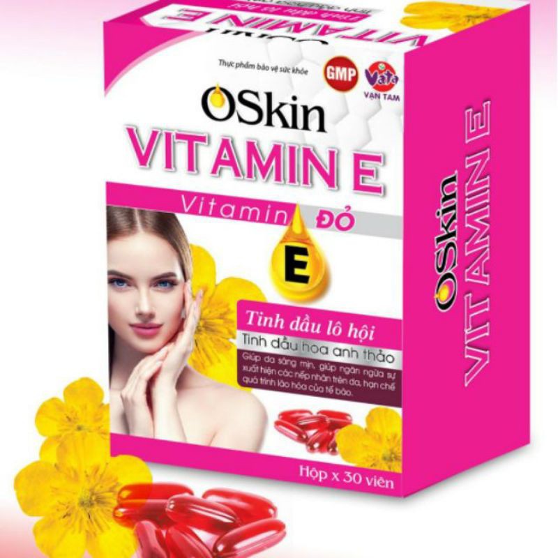 Vitamin E đỏ oskin ( hộp 30v) - Làm chậm quá trình lão hoá da