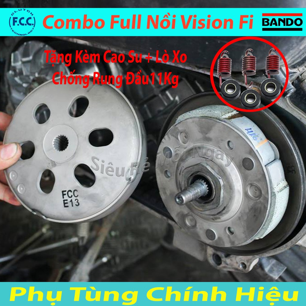 Combo Full Bộ Nồi Trước, Nồi Sau, Dây Coroa, Bi Nồi Honda Vision Fi