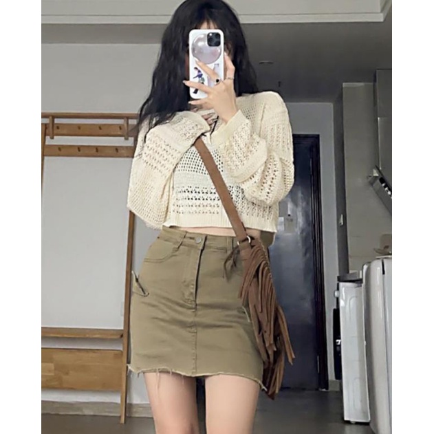 Áo Thun Tay Dài Cổ Tròn Dáng Ôm Thời Trang Hàn Quốc Cho Nữ