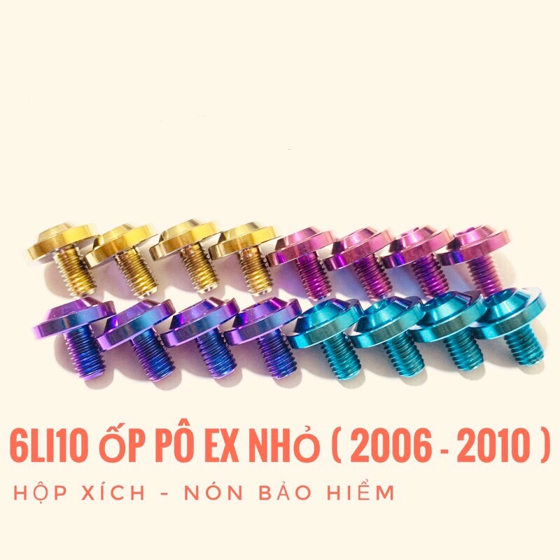 Ốc titan 6li10 đầu dù to dày ốc hộp xích ốp pô nón bảo hiểm