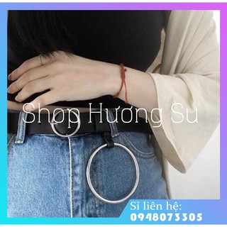 Thắt Lưng Nam Nữ Bản Nhỏ Màu Trơn Phối Khuyên - Dây nịt,Dây Lưng-HươngSu