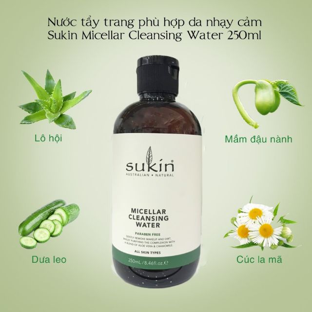 💦Nước Tẩy Trang Sukin☘️Micellar Cleansing 250ml