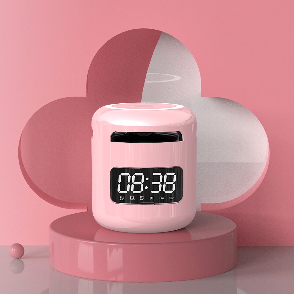 Có thể bán buôn Loa đồng hồ Bluetooth Loại C Sạc loa siêu trầm Mini không dây 3 báo thức có ánh sáng xung quanh Washington057 Hàng giao ngay