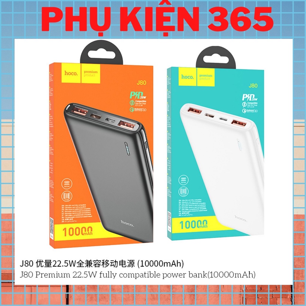 Pin sạc dự phòng PD20W - Hoco J80 đèn báo vạch pin, tích điện dung lượng 10000mAh - Chính hãng