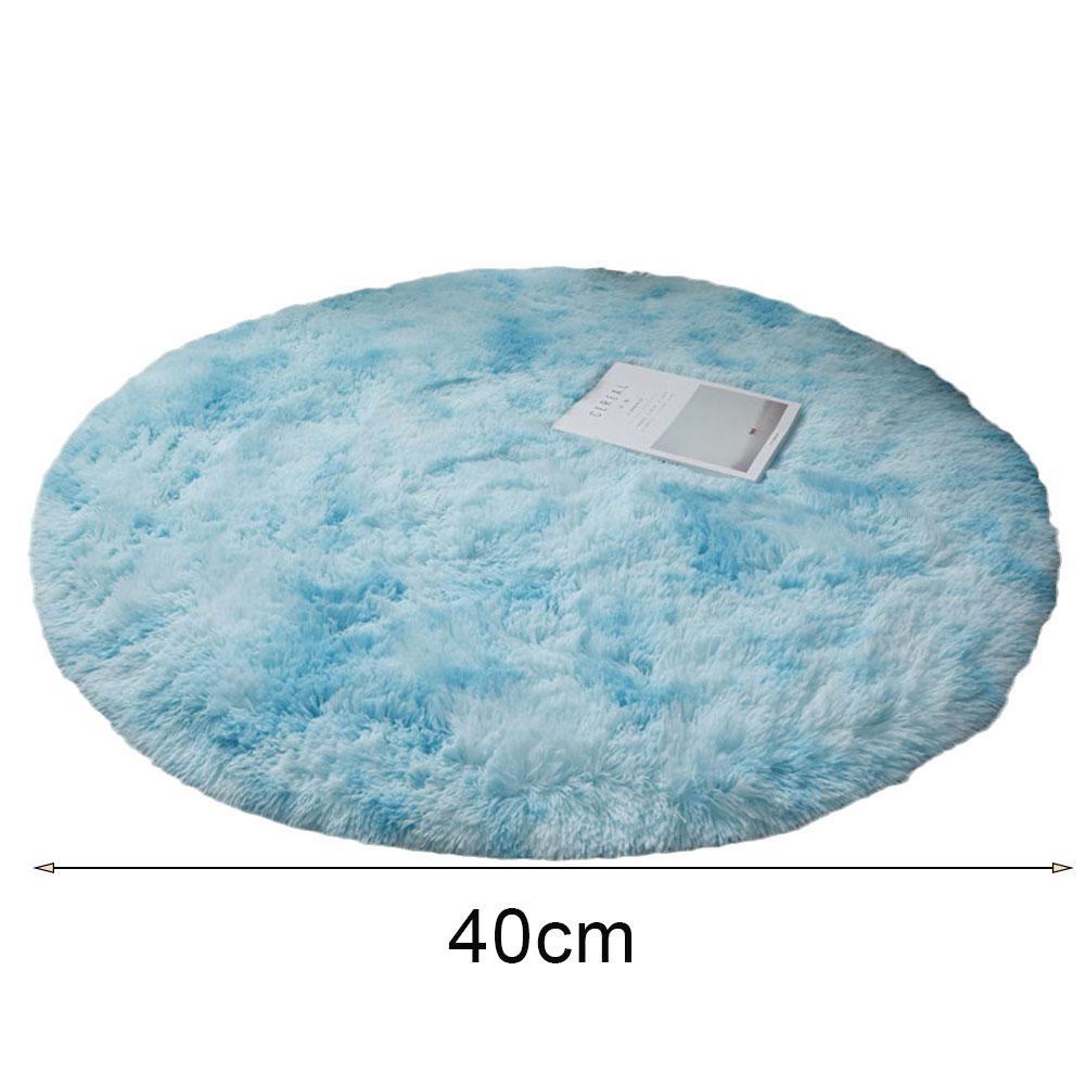 Tấm thảm trải sàn len lụa hình tròn nhuộm màu loang dành cho phòng ngủ
