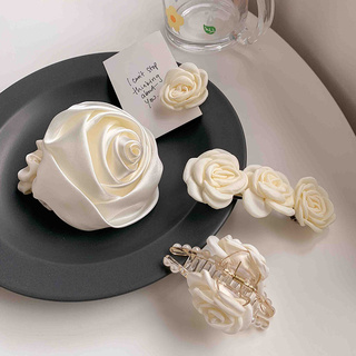 Kẹp tóc đính trang trí hoa trà ba chiều phong cách Hàn Quốc đơn giản xinh xắn thời trang dành cho nữ