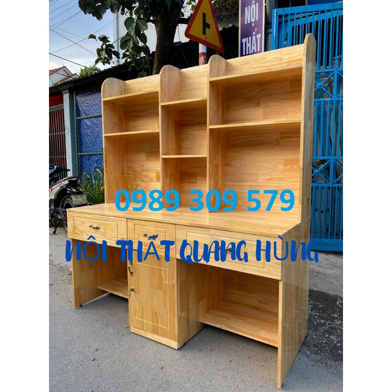 BÀN HỌC SINH GỖ ĐÔI TỰ NHIÊN (1m6 x Cao 1m8 x chân cao 75) CAO CẤP HCM | BigBuy360 - bigbuy360.vn