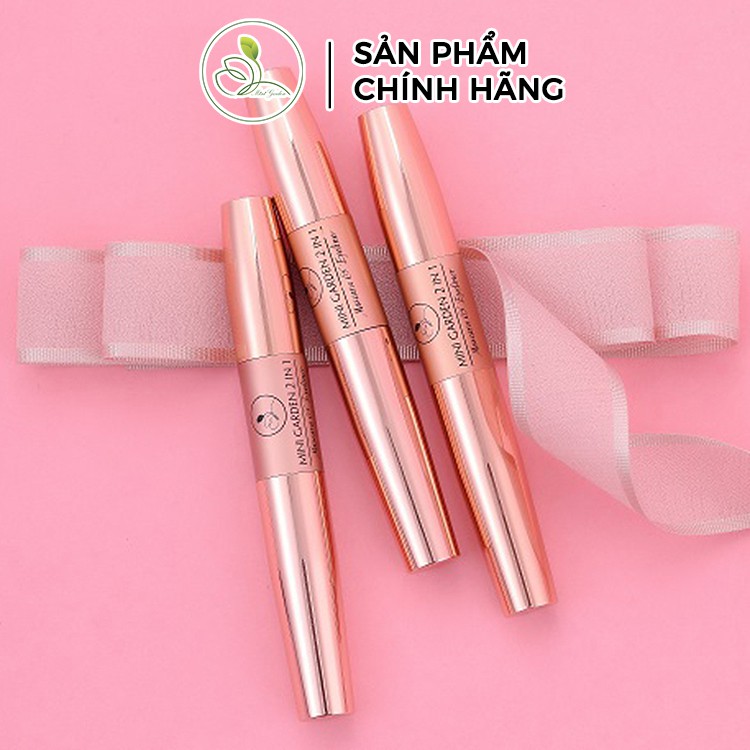 Chuốt Mi Mini Garden 2 In 1 Mascara &amp; Eyeliner Mau Khô Giữ Nếp Mi Dài Cong Mướt PV992