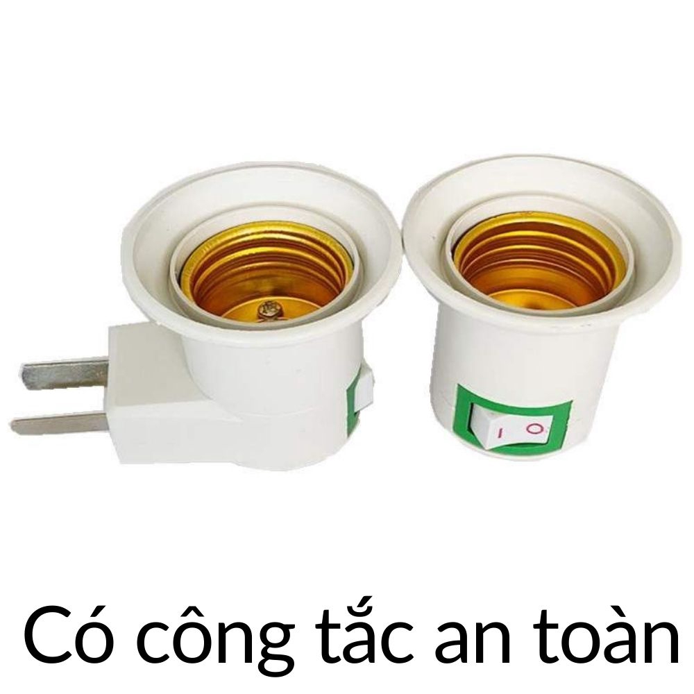 Đui đèn xoáy E27 có công tắc an toàn và cắm mọi ổ 2 chân cho bóng đèn Led mã 37003