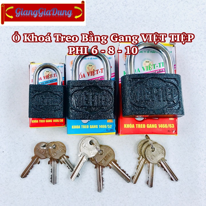 Ổ Khóa Treo Cửa Bằng Gang Việt Tiệp Phi 6 - 8 - 10