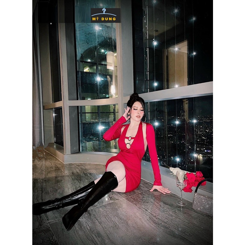 ĐẦM BODY CỔ YẾM, TAY DÀI RỜI KHOEN NGỰC- FORM CHUẨN-SIÊU SEXY, NÓNG BỎNG