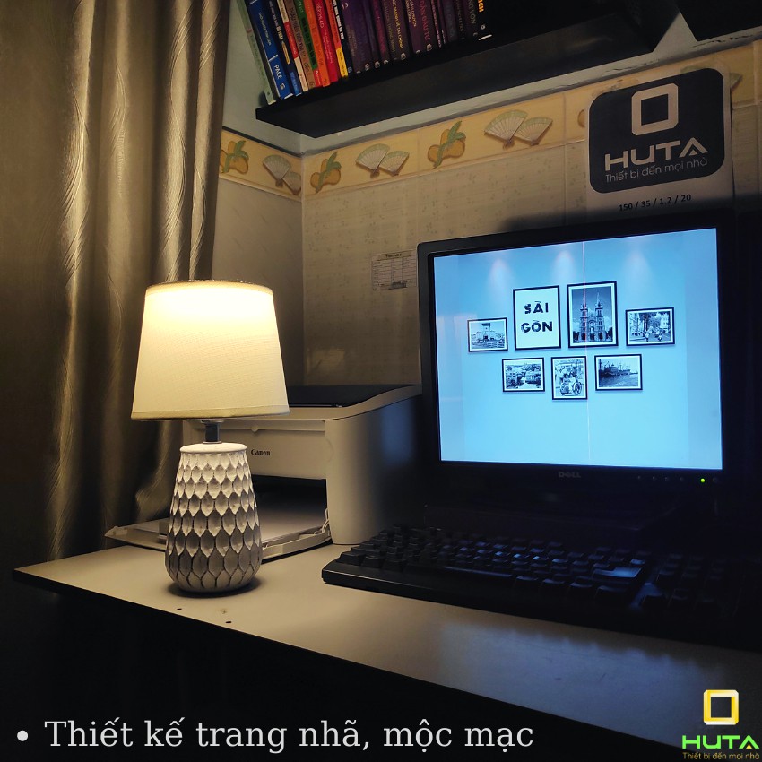 COMBO 2 Đèn Ngủ Để Bàn Thân Gốm Sứ, Dimmer Điều Chỉnh Tăng Giảm Sáng, Bóng Led, Decor, Mã S4 - Shop HUTA Light For Life