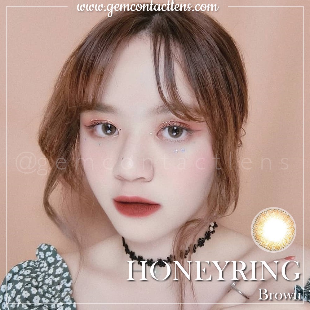 Áp Tròng Giãn Nhẹ HONEY RING BROWN Nội Địa Hàn OLENS HSD 3-6 Tháng Đủ Độ Có Lệch Lens Nâu Mật Ong Tự Nhiên Mắt Nhạy Cảm