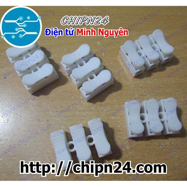 [3 CÁI] (H103) Đầu nối dây điện 3 chấu màu trắng CH-3
