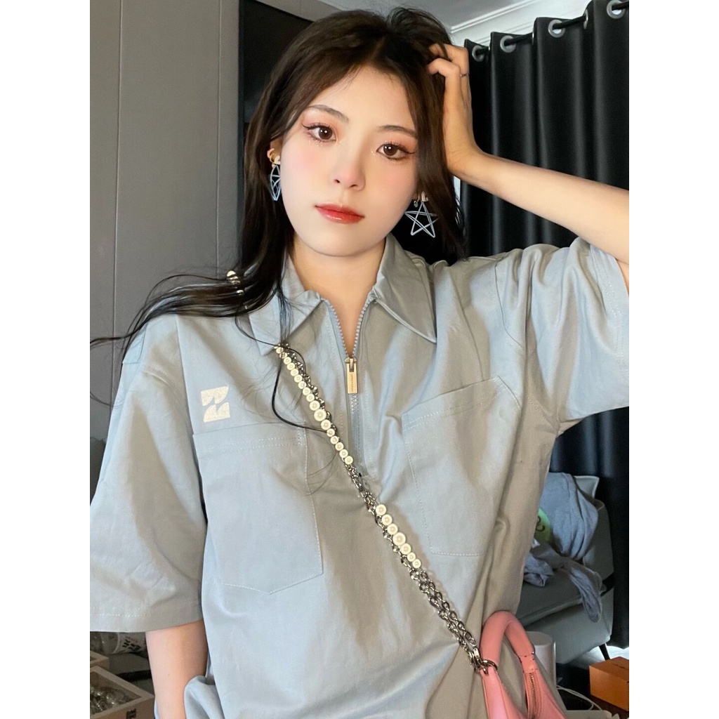 Áo polo Tay Ngắn Dáng Rộng Thời Trang Mùa Hè Theo Phong Cách Hàn Quốc Cho Nữ