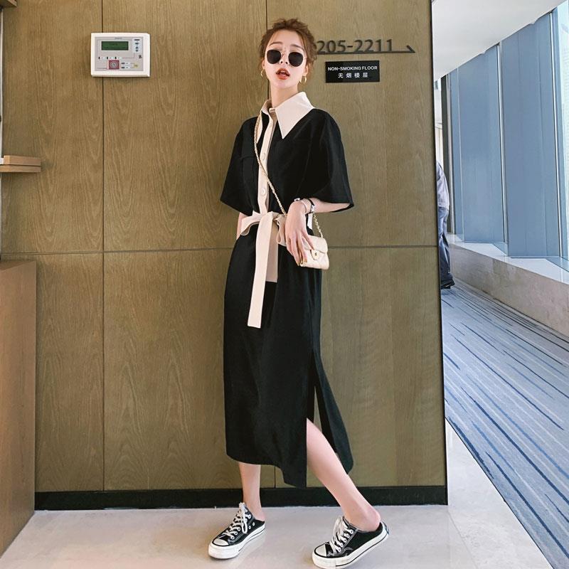 Women's mid-length skirt new Korean student temperament slim flower bell flower dress Mori retro style