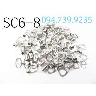 Đầu Cosse Trần SC 6 lỗ 8  (15 cái/gói) - Đầu Cốt SC6 (Đầu Dây 6mm, Vít 8mm)