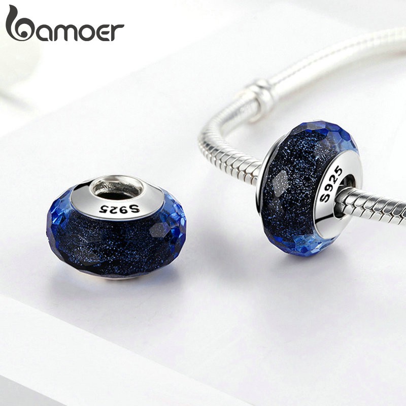 Hạt Charm Bạc 925 Bamoer SCZ03 Thủy Tinh Cho Vòng Tay DIY