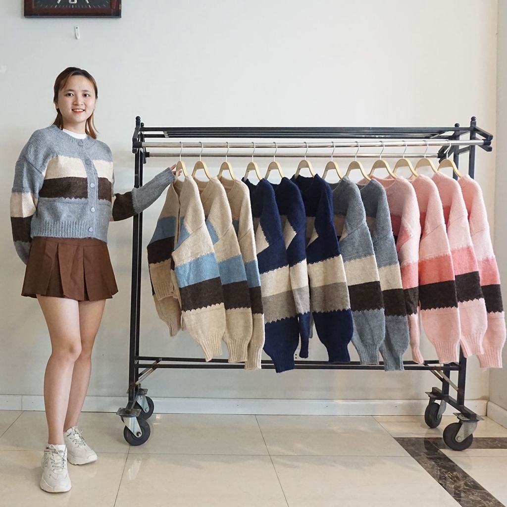 Áo Khoác Len Cardigan Nữ Đẹp Thu Đông Cao Cấp 3 Màu Cổ Tròn Khuy Đá, Len Nhung Cừu Dệt Kim Thủ Công phong cách Hàn Quốc | BigBuy360 - bigbuy360.vn