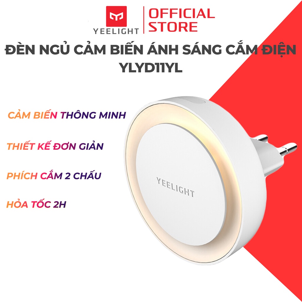 Đèn ngủ cảm biến ánh sáng Yeelight YLYD11YL, dạng phích cắm phù hợp phòng ngủ, bếp, cầu thang, treo tường, phòng tắm