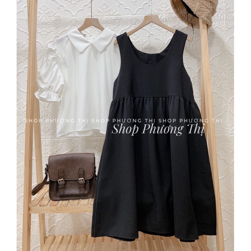 Sét yếm babydoll kèm áo sơmi trắng cộc tay ulzzang (hình thật/sẵn) | BigBuy360 - bigbuy360.vn