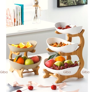 Khay sứ trang trí nhà cửa tết đựng trái cây bánh kẹo mứt tết 2 tầng 3 tầng, phụ kiện chụp ảnh decor nhà bếp GIBA
