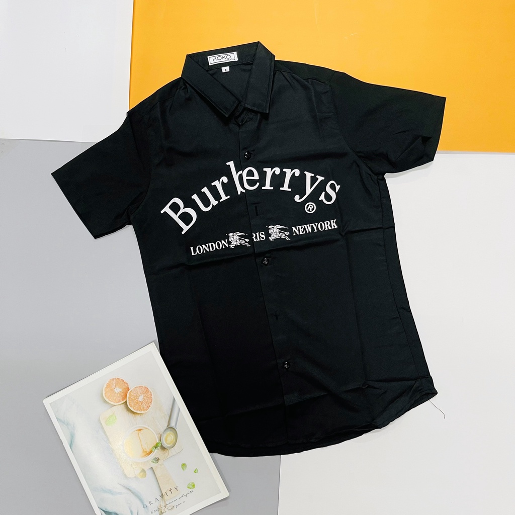 Áo Sơ Mi Nam Tay Ngắn In Chữ BR Cong HÌNH THẬT, CÓ VIDEO