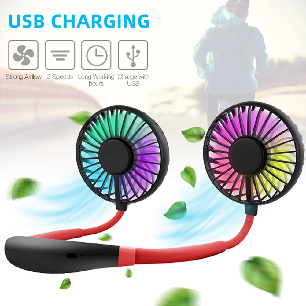 Quạt di động USB Mini Quạt cổ có thể sạc lại Quạt nhỏ thể thao nhẹ Đèn bàn USB Máy làm mát không khí 2000mA