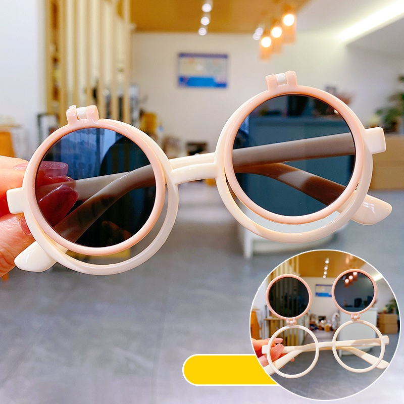 Kính Râm Trẻ Em Tròn Hai Lớp Lật Phong Cách Cá Tính D94