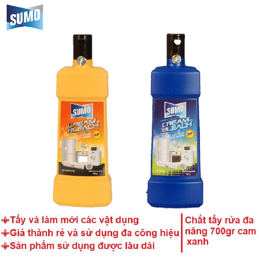 CHẤT TẨY RỬA ĐA NĂNG SUMO 700g màu xanh, vàng đặc chế với công thức độc đáo, công nghệ tẩy bẩn siêu mạnh,không độc hại.