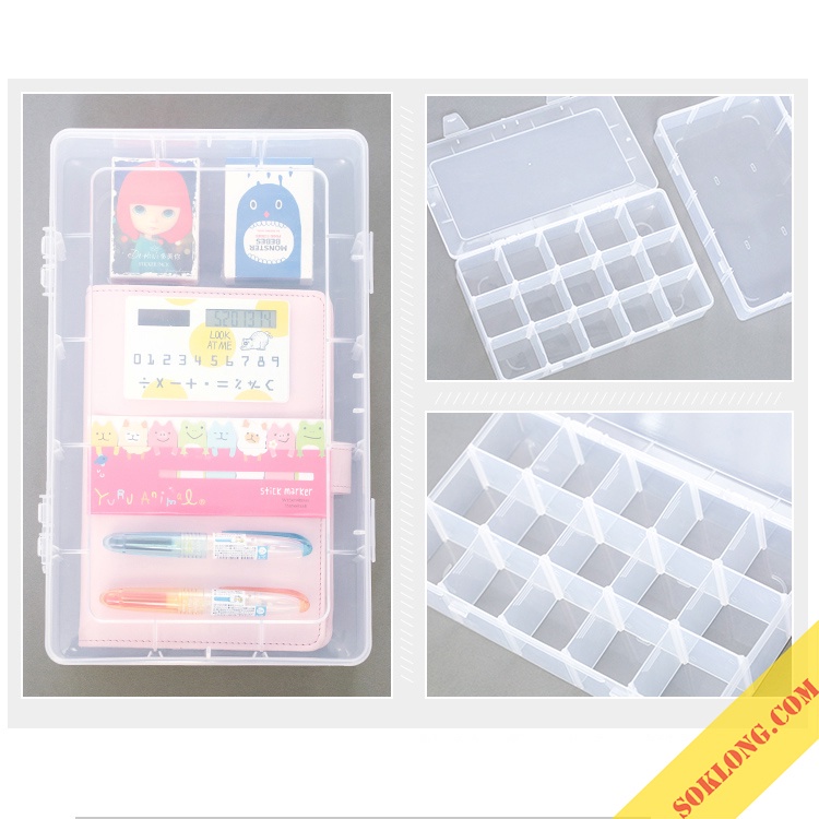 Hộp đựng washi tape, phụ kiện 15 ngăn có thể tháo lắp chống nước C07