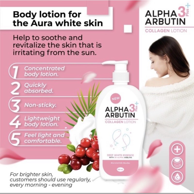 Alpha Arbutin (Hàng Mới Về) Lotion Collagen Dưỡng Da Mặt Dung Tích 500ml 3 Plus