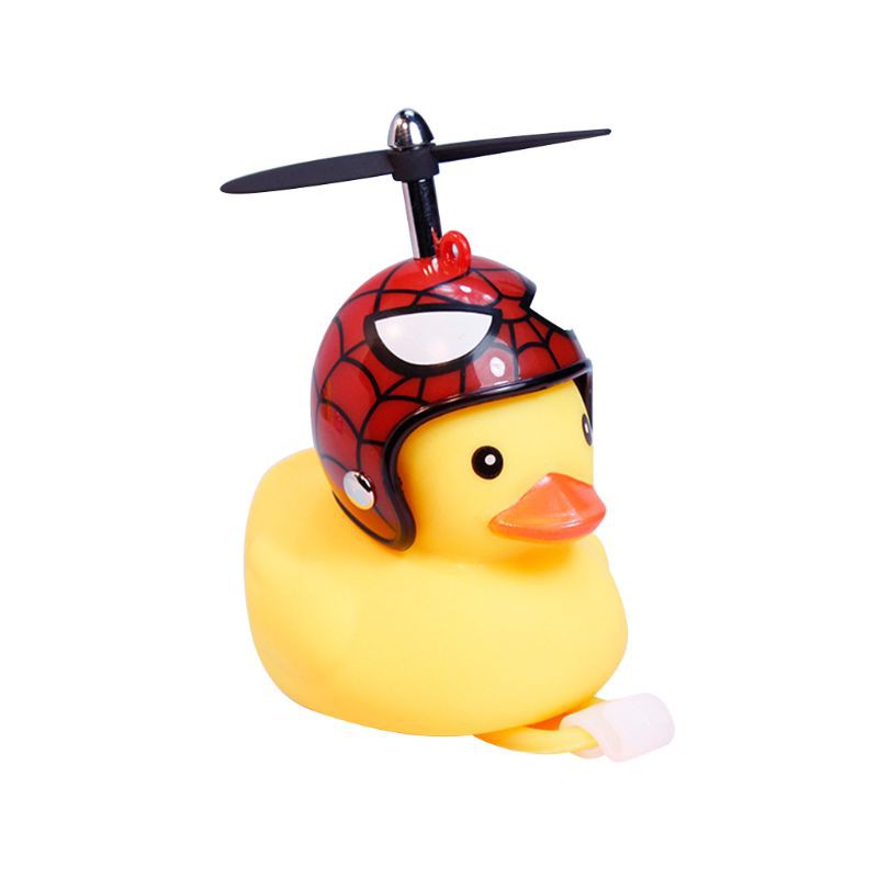 Bộ chú vịt con màu vàng có đèn và chuông cho xe đạp MTB/mũ bảo hiểm xe máy