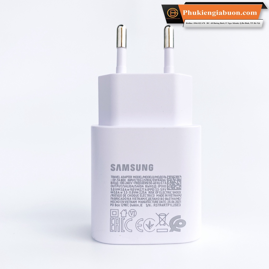 Bộ sạc nhanh Samsung 25W PD S21/s21+/s21 Ultra 25W - Chính hãng