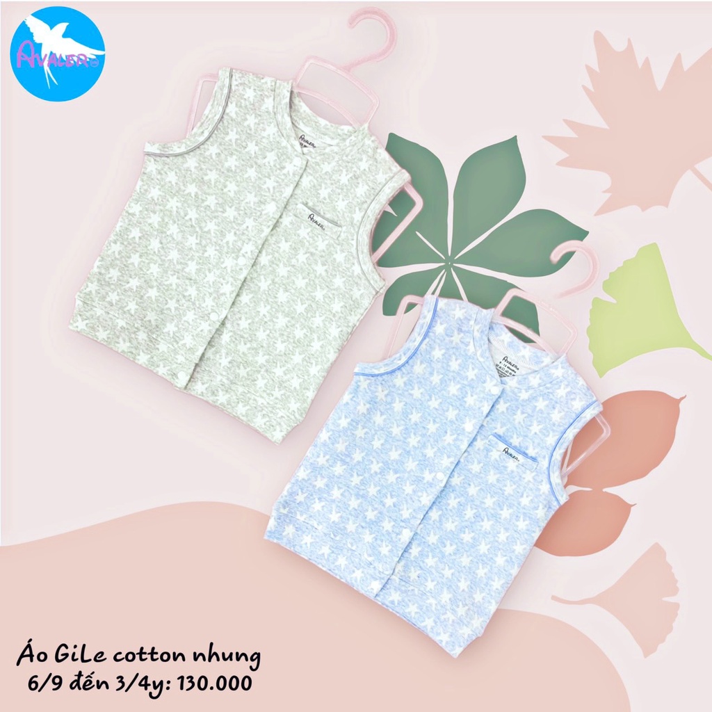 Áo Gile trẻ em cotton nhung họa tiết sao Avaler