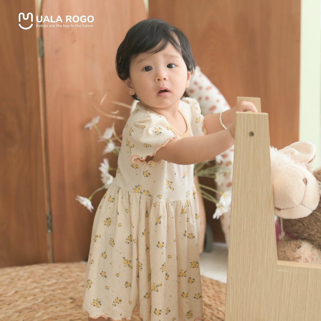 UR3951. Váy Uala Rogo họa tiết hoa nhí cao cấp cho bé gái