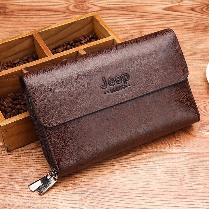 Ví cầm tay nam nữ thời trang JEEP BULUO, KT: 21x13x4cm (Nâu sáng-Nâu đậm-Đen) | BigBuy360 - bigbuy360.vn