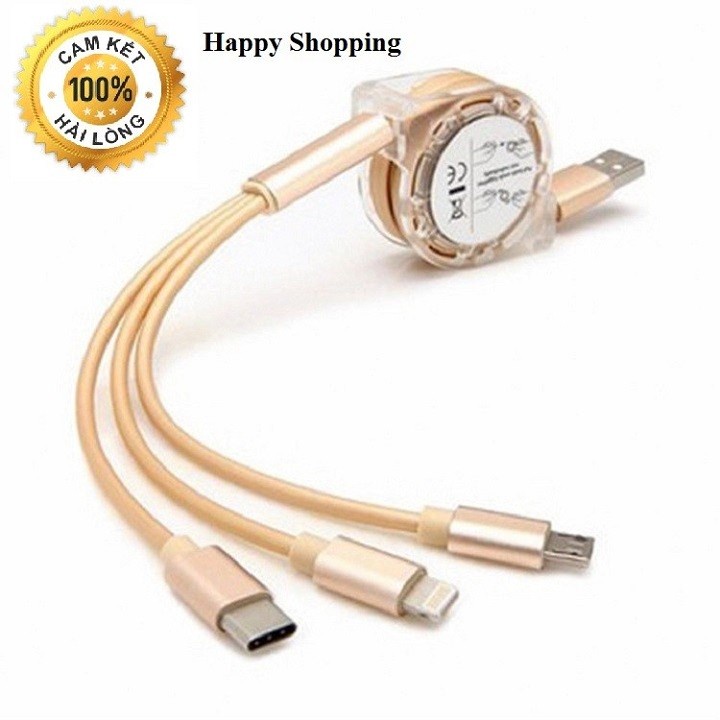 cáp rút 3 đầu ,type c và micro usb