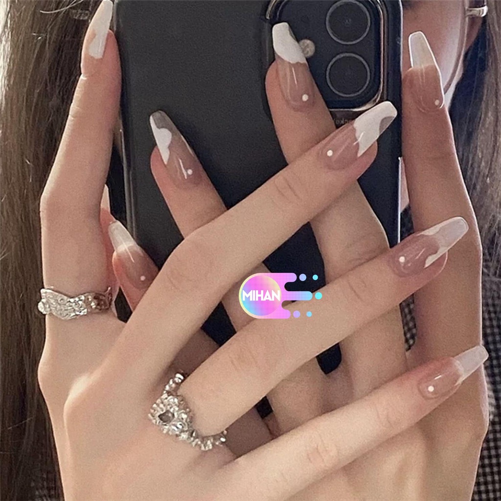 [Hàng mới về] Set 24 móng tay giả kèm keo nhấn thời trang dành cho nữ
