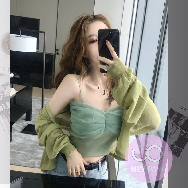 Áo hai dây nữ croptop body ngực giả nơ mềm mại chất liệu thun gân co giãn tốt HEYPANG VN021