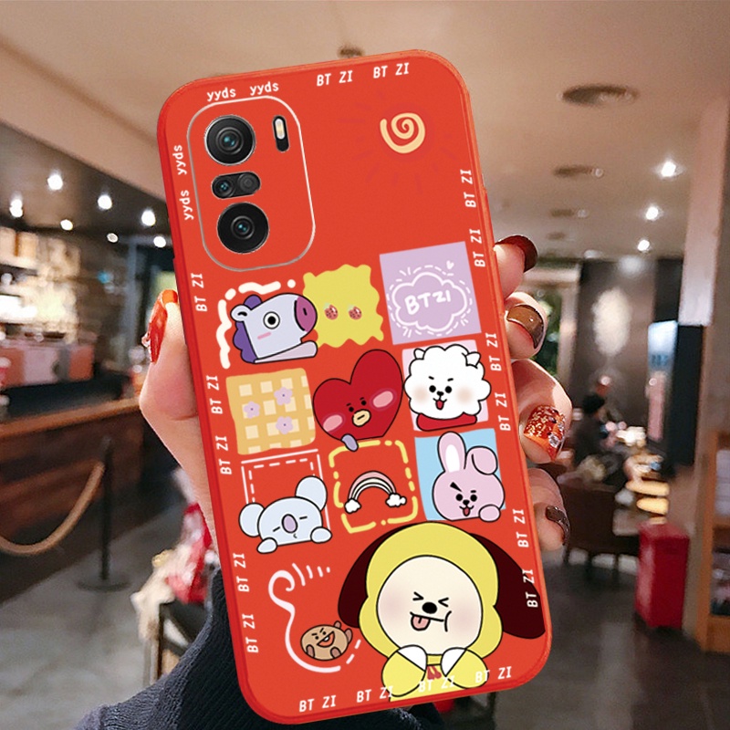 Ốp Điện Thoại Viền Vuông In Hình BTS Hoạt Hình Thời Trang Cho Xiaomi Redmi Note 10 Pro 9S 9A POCO X3 NFC M3 Pro 5G