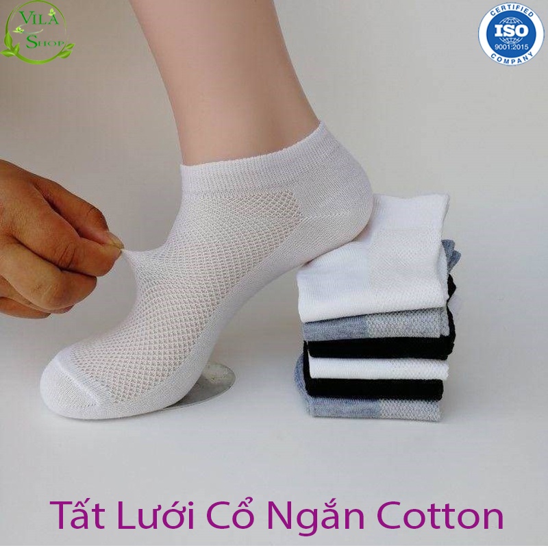 Tất Nữ Cổ Ngắn, Tất Lưới Nữ Cổ Ngắn Co Giãn - Đàn Hồi Tốt, Chất Liệu Cotton Thông Hơi - Thoáng Khí