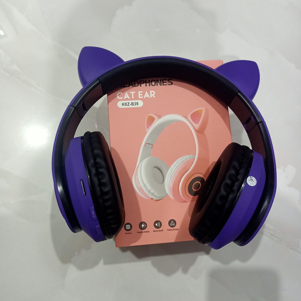 Tai Nghe Bluetooh Tai Mèo Đủ Màu, Headphone Tai Mèo Dễ Thương Không Dây Có Đèn Led Có Mic - [ PK.Tốt - BH 12 Tháng ] | BigBuy360 - bigbuy360.vn
