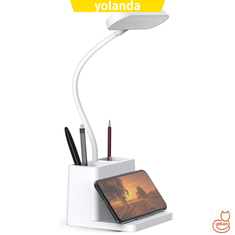 ☆YOLA☆ Office Reading Lamp Dimmable Pen Holder Desk Lamp Study Flexible Gooseneck Eye-Caring Touch Control Portable